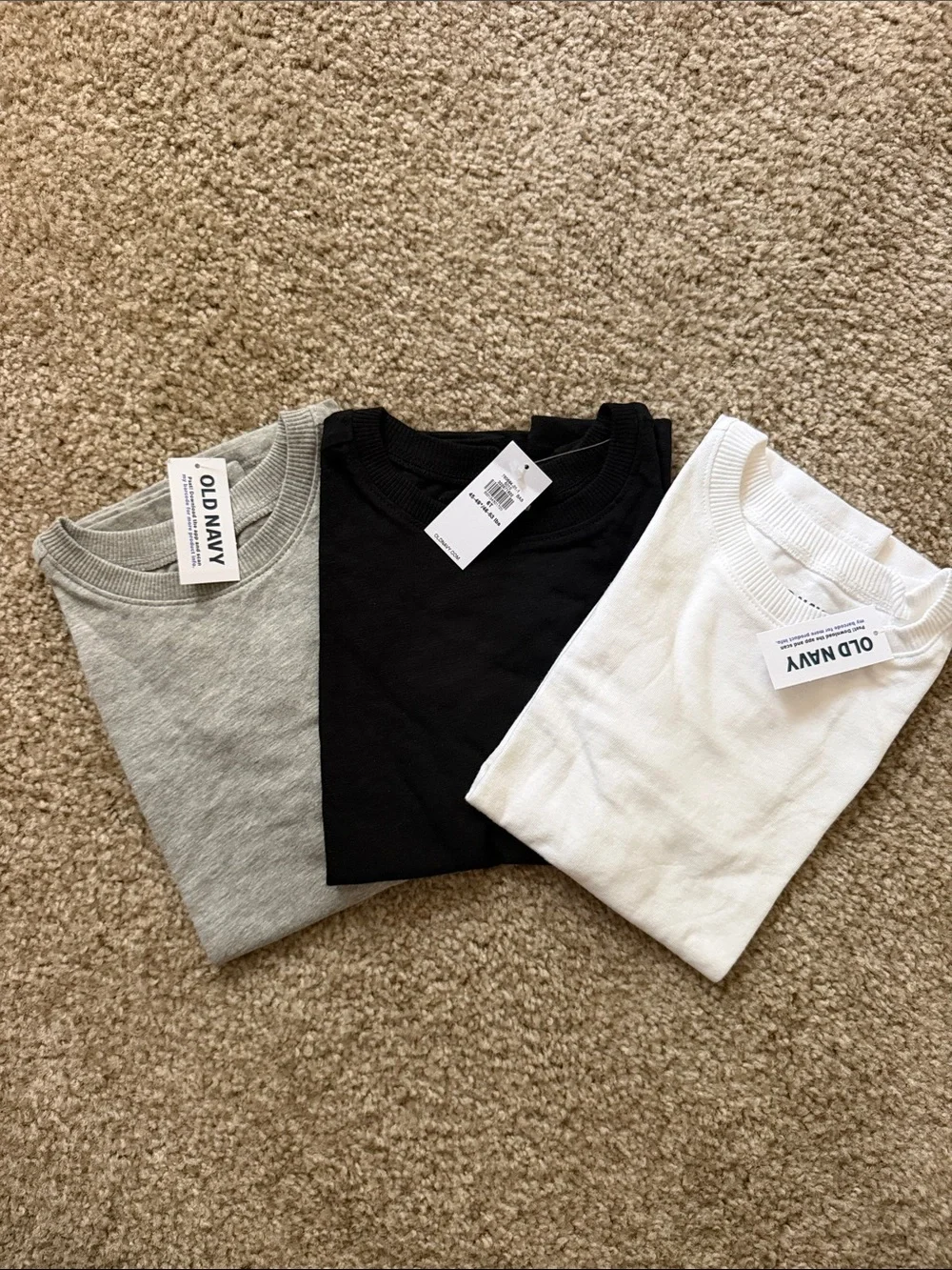 Old Navy Short Sleeve Crewneck Tees - Black, Gray, White (3-Pack)